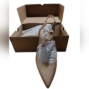 Coutgo ZBY Closed Toe Sling Ankle Strap Nude Heel Size 5